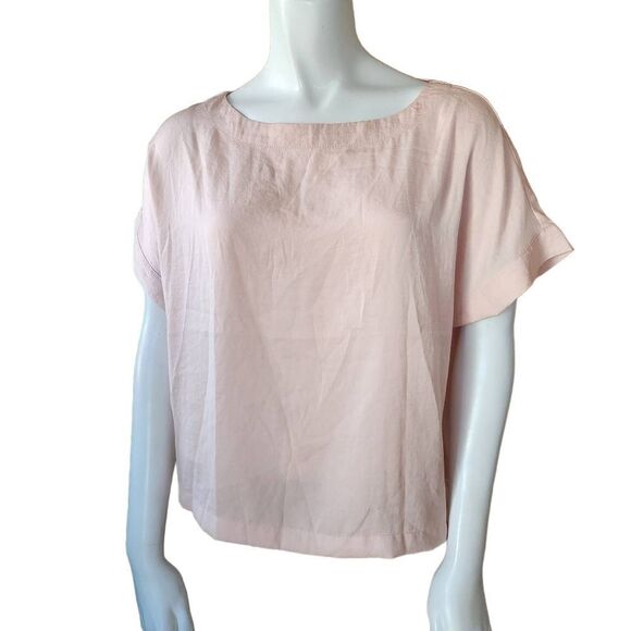 NWT Cupcakes & Cashmere Koryn Satin Boat Neck Tea Rose Blouse (S & M) - Picture 4 of 7